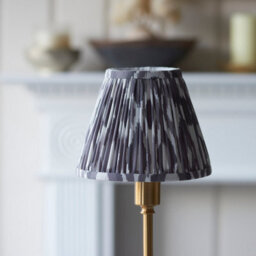 Luminosa Lighting Luminosa Burley Rechargeable Brushed Aged Brass Plate Table Lamp With Pearl Grey Fabric Ikat Shade 16Cm Integrated Led - thumbnail 4