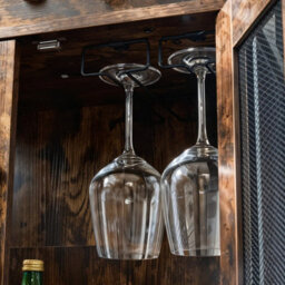 Industrial Wine Rack Cabinet Mini Drink Bar Bottle Glass Holder Display Cupboard - thumbnail 7