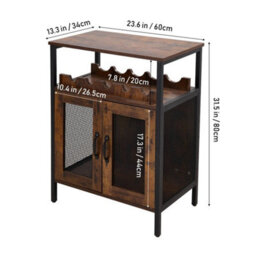 Industrial Wine Rack Cabinet Mini Drink Bar Bottle Glass Holder Display Cupboard - thumbnail 3