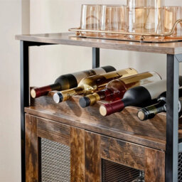 Industrial Wine Rack Cabinet Mini Drink Bar Bottle Glass Holder Display Cupboard - thumbnail 6