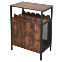 Industrial Wine Rack Cabinet Mini Drink Bar Bottle Glass Holder Display Cupboard - thumbnail 1