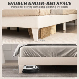 Costway King Size Bed Frame Wooden Slat Bed Platform W/ Upholstered Button Tufted Headboard - thumbnail 8