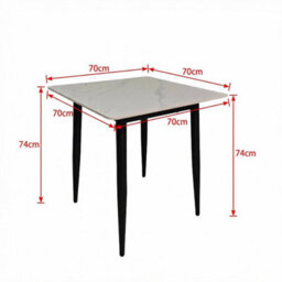 Fwstyle 5 Piece Cream Marble Effect Stone Square Dining Table & Dark Brown Chairs Set - thumbnail 4