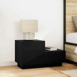 Walplus Bedside Cabinet Black Oak 70 X 36 X 40.5 Cm Engineered Wood - thumbnail 1