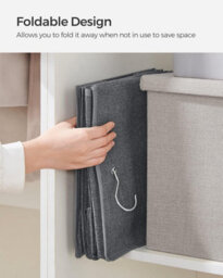 Songmics Hanging Wardrobe Storage Organisers, Set Of 2, Hanging Storage Shelves, Foldable Wardrobe Clothes Organisers, Grey - thumbnail 8