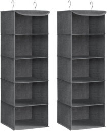 Songmics Hanging Wardrobe Storage Organisers, Set Of 2, Hanging Storage Shelves, Foldable Wardrobe Clothes Organisers, Grey - thumbnail 9