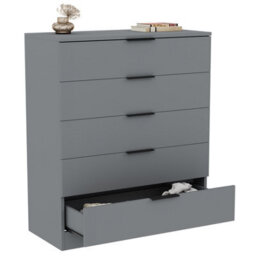 Lassic Vida Designs Trega Grey 5 Drawer Chest Anti-Bowing Support & Stylish Black Handles, (H)900mm X (W)660mm X (D)360mm - thumbnail 9