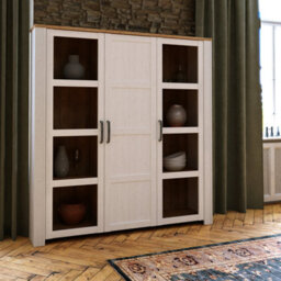 Furniture To Go Bohol 3 Door Large Display Cabinet In Riviera Oak/white - thumbnail 7