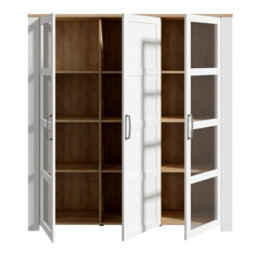 Furniture To Go Bohol 3 Door Large Display Cabinet In Riviera Oak/white - thumbnail 3