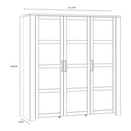 Furniture To Go Bohol 3 Door Large Display Cabinet In Riviera Oak/white - thumbnail 9