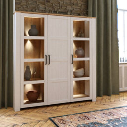 Furniture To Go Bohol 3 Door Large Display Cabinet In Riviera Oak/white - thumbnail 8