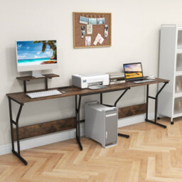Costway L-Shaped Desk Long 2-Person Corner Computer Desk W/ Monitor Stand - thumbnail 4