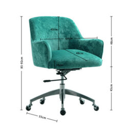 Darphe Velvet Upholstered Wheeled Swivel Office Chair - thumbnail 5