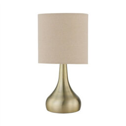 First Choice Lighting Set Of 2 Romana - Antique Brass Touch Table Lamp With Linen Shades - thumbnail 2