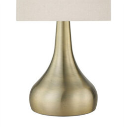 First Choice Lighting Set Of 2 Romana - Antique Brass Touch Table Lamp With Linen Shades - thumbnail 5