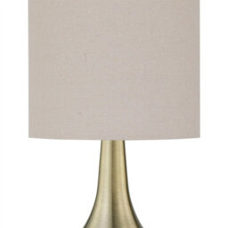 First Choice Lighting Set Of 2 Romana - Antique Brass Touch Table Lamp With Linen Shades - thumbnail 4