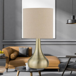 First Choice Lighting Set Of 2 Romana - Antique Brass Touch Table Lamp With Linen Shades - thumbnail 7