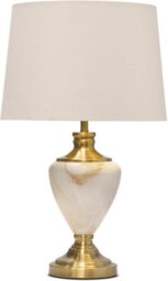 Lighting Supermarket Hepburn Large Marble Effect Table Lamp With Cream Pleat Shade - Cream & Gold 61Cm - thumbnail 2