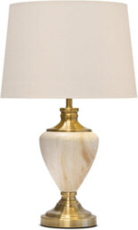 Lighting Supermarket Hepburn Large Marble Effect Table Lamp With Cream Pleat Shade - Cream & Gold 61Cm - thumbnail 1