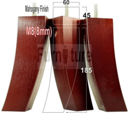L&F 4X Replacement Furniture Legs Solid Wood Feet 185mm Height Sofas Chairs Settee Cabinets M8(8mm) Tsp2022 (Mahogany)