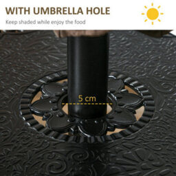 Outsunny 4 Seater Outdoor Dining Set With Cushions Parasol Hole Cast Aluminium - thumbnail 5