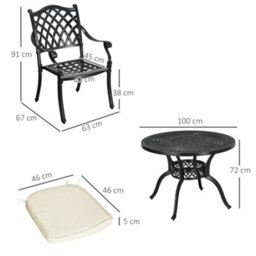 Outsunny 4 Seater Outdoor Dining Set With Cushions Parasol Hole Cast Aluminium - thumbnail 3