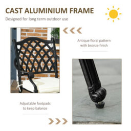 Outsunny 4 Seater Outdoor Dining Set With Cushions Parasol Hole Cast Aluminium - thumbnail 6