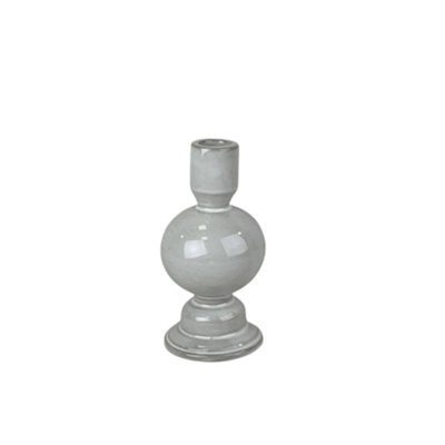 Glazed Ceramic Candle Holder With Textured Detail 15Cm - image 1