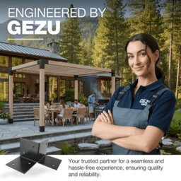 Gezu Impex Pergola Floor Bracket Black - Fence Post Corner Bolt Down Bracket - 121X121mm (Pack Of 8) - thumbnail 7