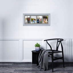 AK Frames 50X20Cm Silver Classic Multi Photo Frame With Mid Grey Mount - Holds 4 Apertures (4X) 6X4 Photos - thumbnail 3