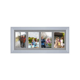 AK Frames 50X20Cm Silver Classic Multi Photo Frame With Mid Grey Mount - Holds 4 Apertures (4X) 6X4 Photos - thumbnail 1