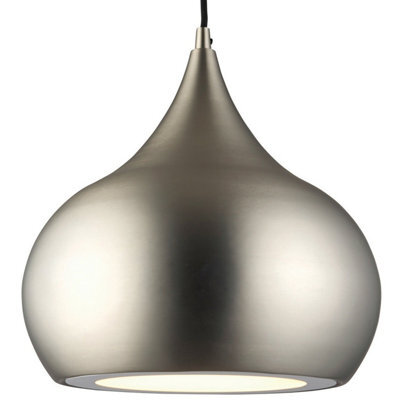 Led Ceiling Pendant Light 18W Cool White Bulb Matt Nickel Hanging Dome Shade - image 1