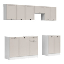 Heze Furniture Summer 7 Unit Kitchen Cabinets Set 230Cm In Cashmere Matt & Bernstein Oak - thumbnail 4