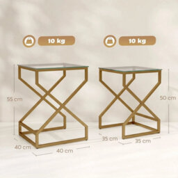 Nest Of Tables, Side Table Set Of 2 With Transparent Top, Transparent - thumbnail 2