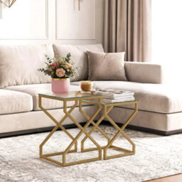 Nest Of Tables, Side Table Set Of 2 With Transparent Top, Transparent - thumbnail 6