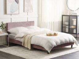 Beliani Bed Velvet Fitou 140 X 200 Cm (Eu Double) Pink - thumbnail 2