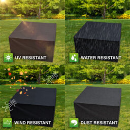 Woodside Heavy Duty Waterproof Garden Rattan Cube Set Cover Black 135X135X74Cm - thumbnail 4