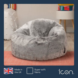 icon Kids Classic Faux Fur Bean Bag Chair Arctic Wolf Grey Bean Bags For Children - thumbnail 5