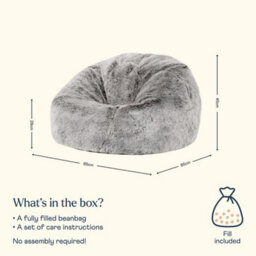 icon Kids Classic Faux Fur Bean Bag Chair Arctic Wolf Grey Bean Bags For Children - thumbnail 6