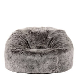 icon Kids Classic Faux Fur Bean Bag Chair Arctic Wolf Grey Bean Bags For Children