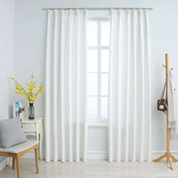 Berkfield Blackout Curtains With Hooks 2 Pcs Off White 140X245 Cm - thumbnail 1