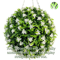 Best Artificial 28Cm White Lily Hanging Basket Flower Topiary Ball - Suitable For Outdoor Use - Weather & Fade Resistant - thumbnail 8