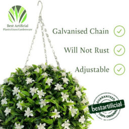 Best Artificial 28Cm White Lily Hanging Basket Flower Topiary Ball - Suitable For Outdoor Use - Weather & Fade Resistant - thumbnail 5