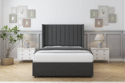 "Sloomy Falcon Graphite Dumfries Divan Bed Base 2 Drawers Foot-End With 54"" Wingback Headboard 4' Small Double" - thumbnail 2