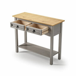 Mews Corona Console Table Grey 2 Drawer Hall Mexican Solid Pine - thumbnail 6
