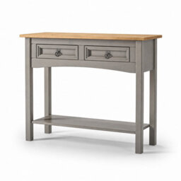 Mews Corona Console Table Grey 2 Drawer Hall Mexican Solid Pine - thumbnail 8