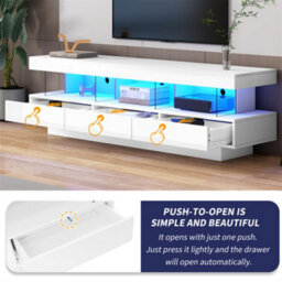 Abrihome Tv Stand Cabinet High Gloss With Led Lights 160Cm, 3 Drawers, 3 Open Storage Space, For Living Room Home - thumbnail 5