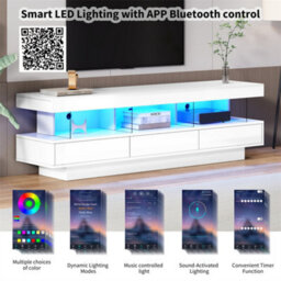 Abrihome Tv Stand Cabinet High Gloss With Led Lights 160Cm, 3 Drawers, 3 Open Storage Space, For Living Room Home - thumbnail 3