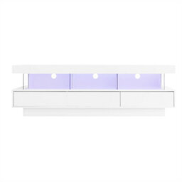 Abrihome Tv Stand Cabinet High Gloss With Led Lights 160Cm, 3 Drawers, 3 Open Storage Space, For Living Room Home - thumbnail 6