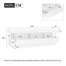 Abrihome Tv Stand Cabinet High Gloss With Led Lights 160Cm, 3 Drawers, 3 Open Storage Space, For Living Room Home - thumbnail 8